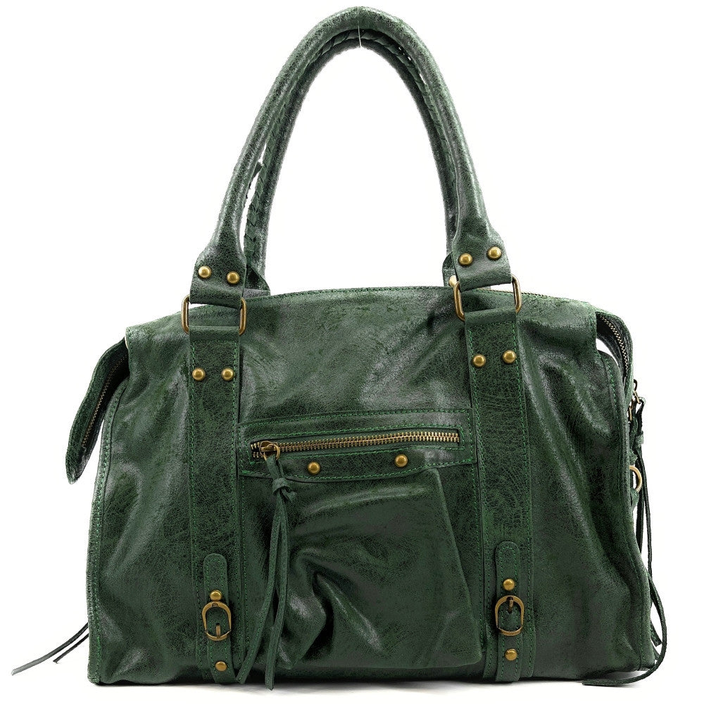 Sac à main en cuir brossé SANDSTORM Vert forêt