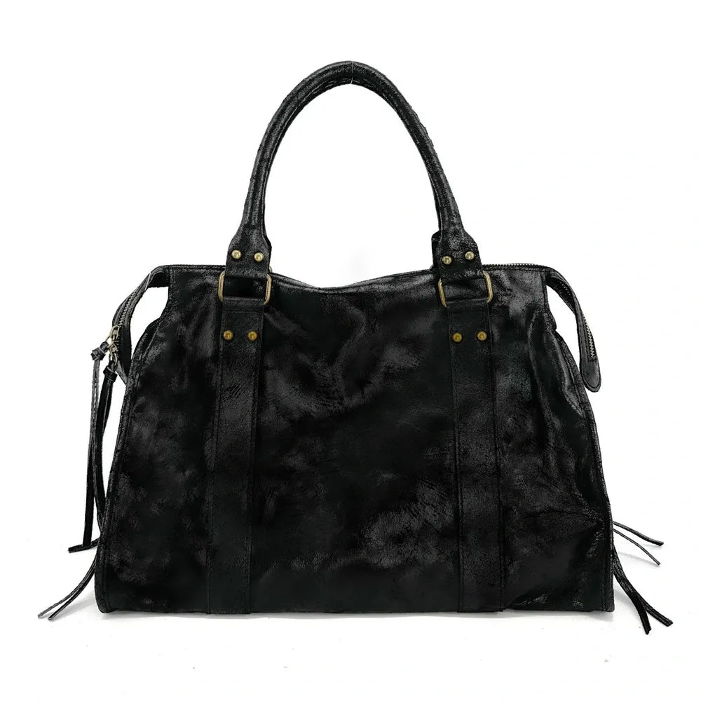 Sac à main en cuir brossé SANDSTORM Noir