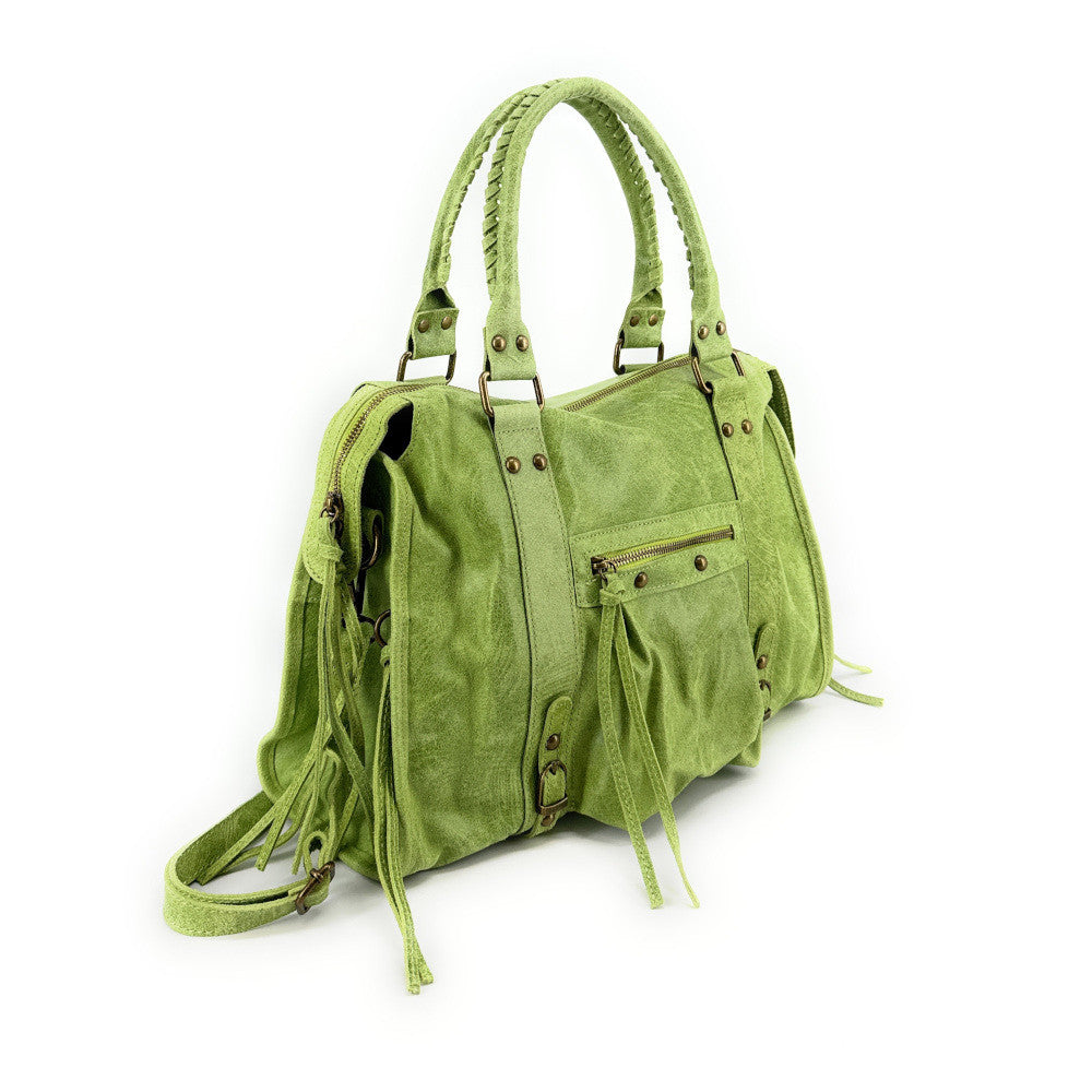 Sac à main en cuir brossé SANDSTORM Vert anis