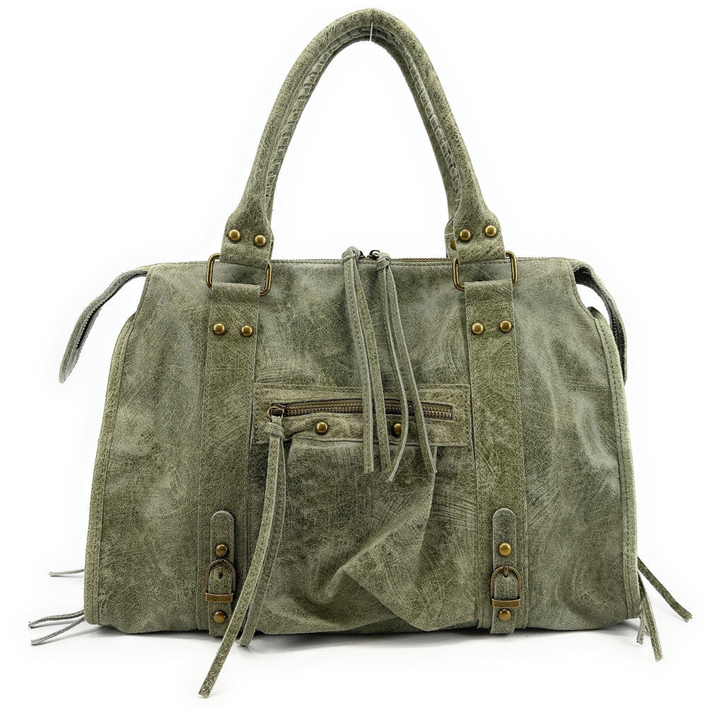 Sac à main en cuir brossé SANDSTORM Kaki clair