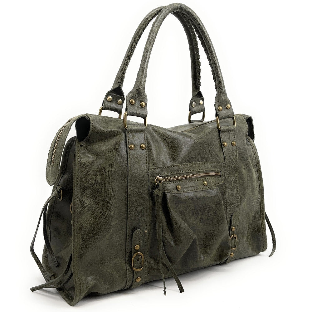 Sac à main en cuir brossé SANDSTORM Kaki