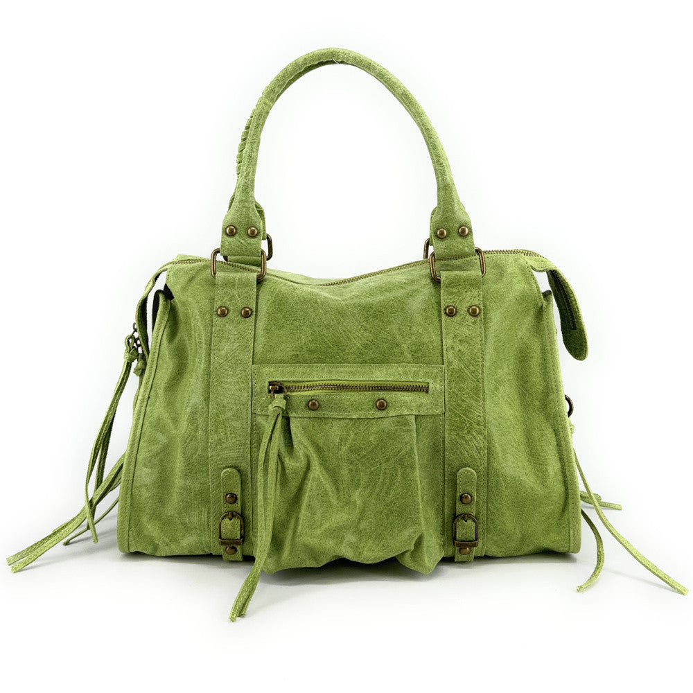 Sac à main en cuir brossé SANDSTORM Vert anis