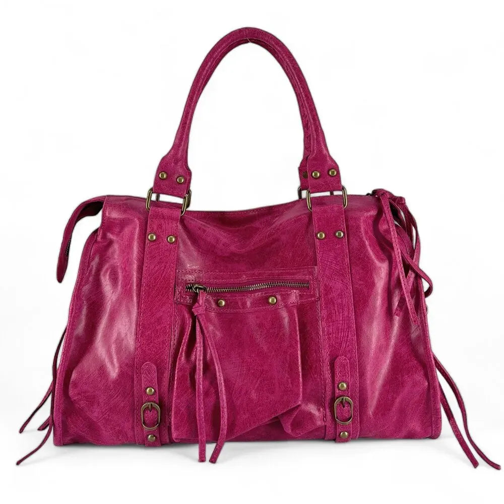 Sac à main en cuir brossé SANDSTORM Rose fuchsia
