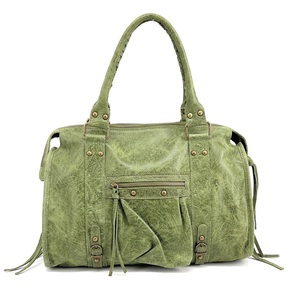 Sac à main en cuir brossé SANDSTORM Vert pistache