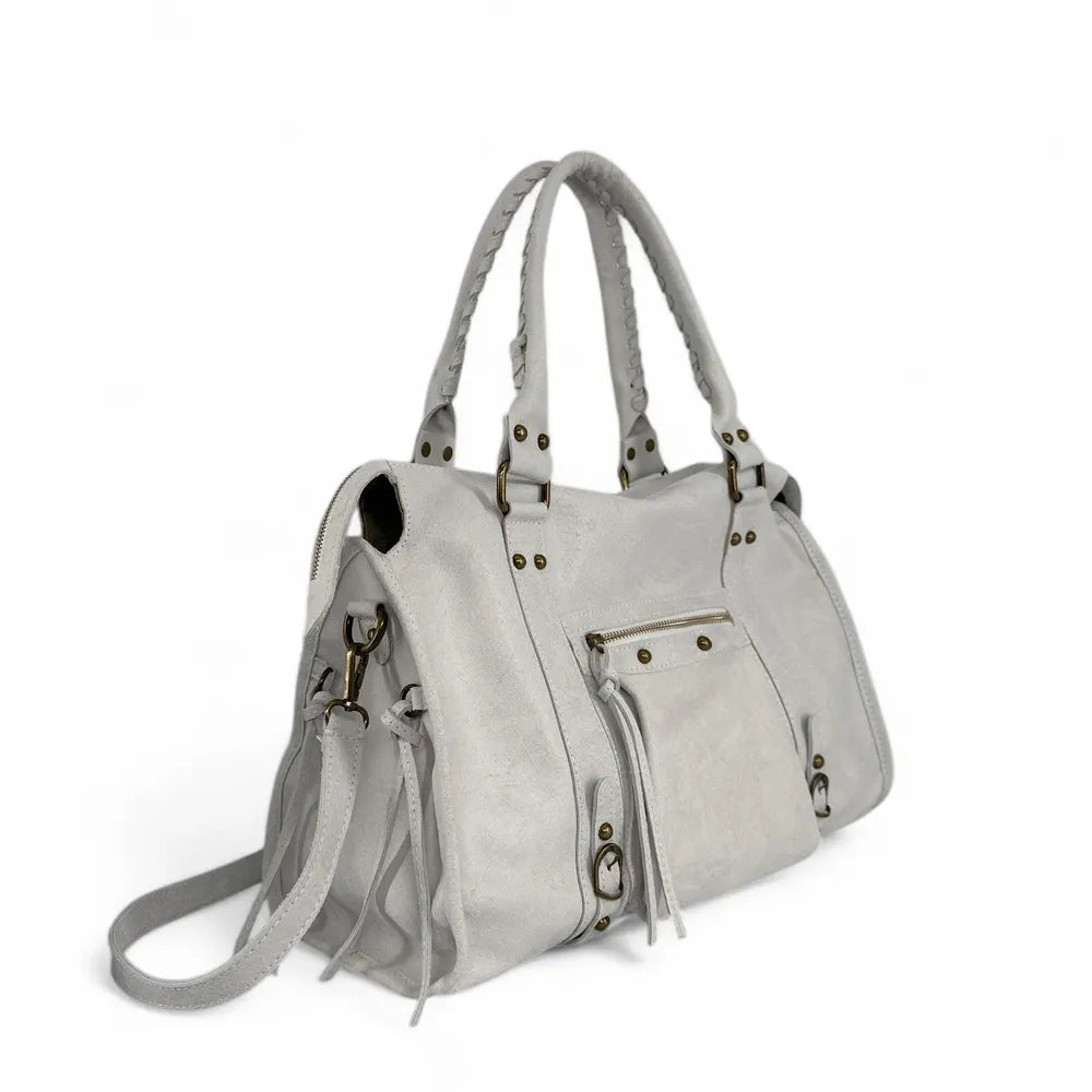 Sac à main en cuir brossé SANDSTORM Off-white