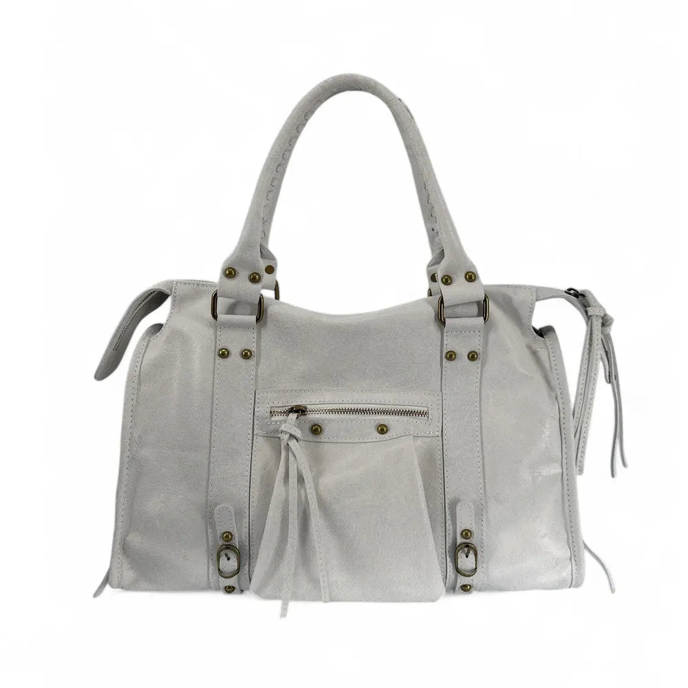 Sac à main en cuir brossé SANDSTORM Off-white