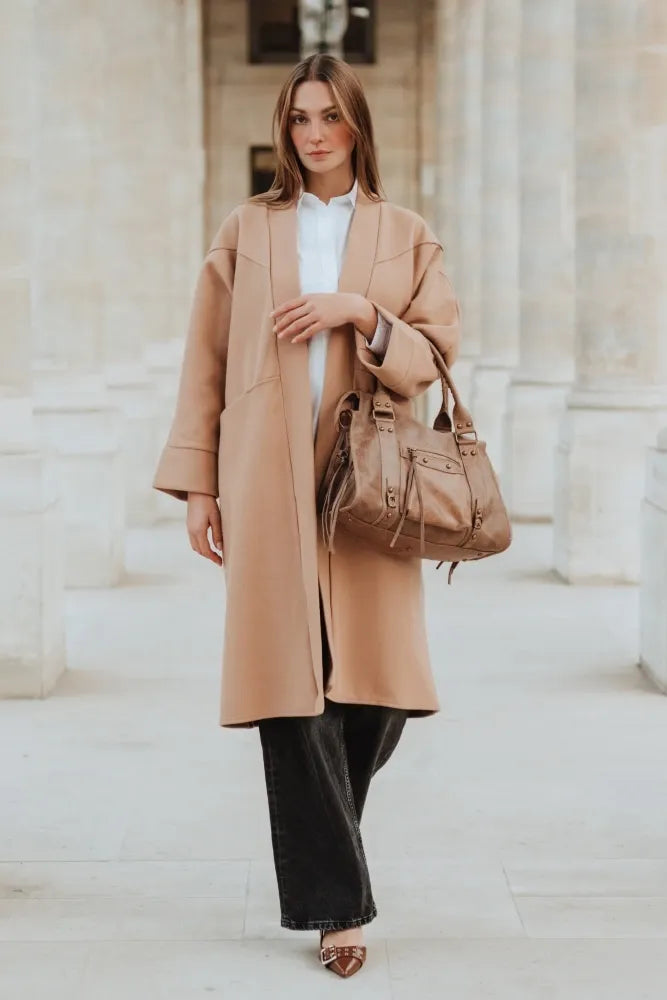 Sac à main en cuir brossé SANDSTORM Taupe