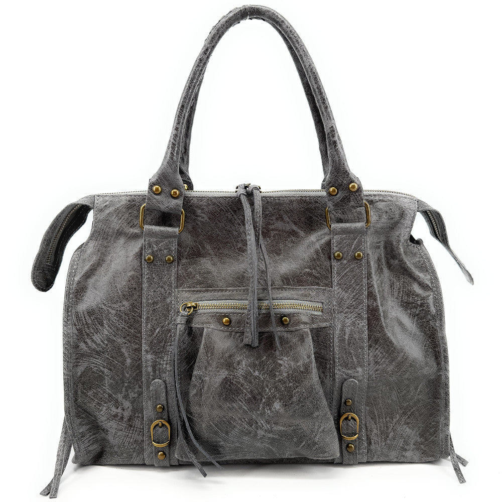 Sac à main en cuir brossé SANDSTORM Gris foncé