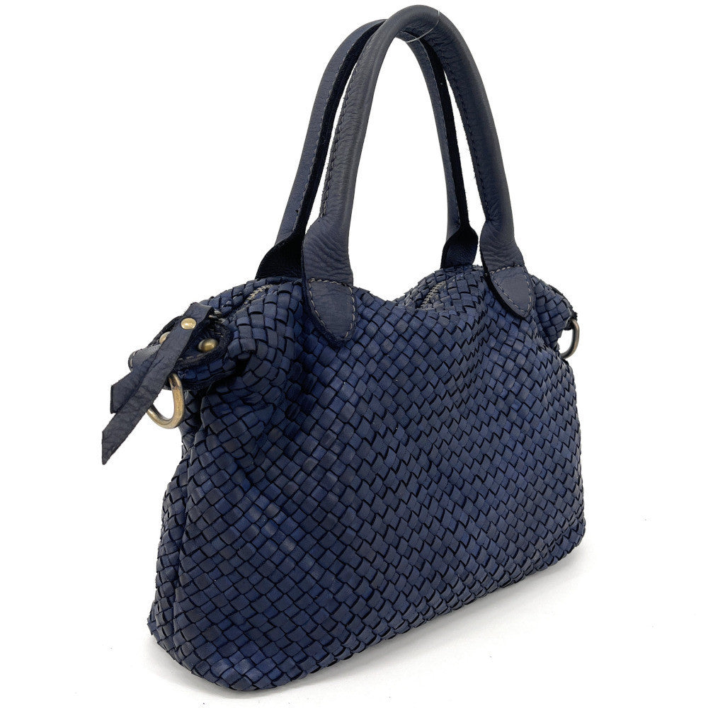 Sac à main en cuir vintage MISS ROSE Bleu profond