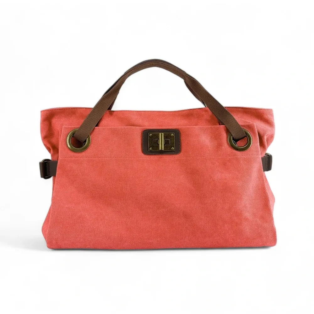 Sac week-end en cuir et toile TOBAGO Rose saumon