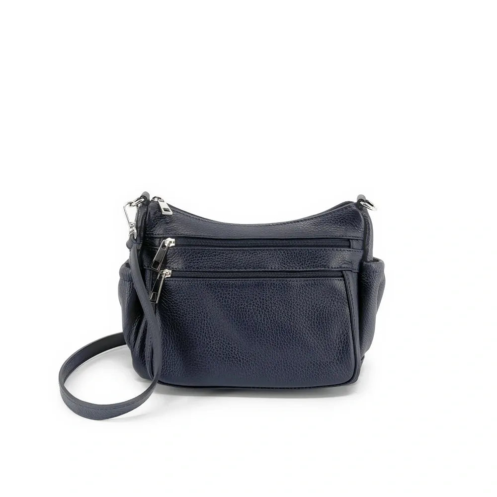 Sac à main en cuir grainé BROOKLYN Bleu marine