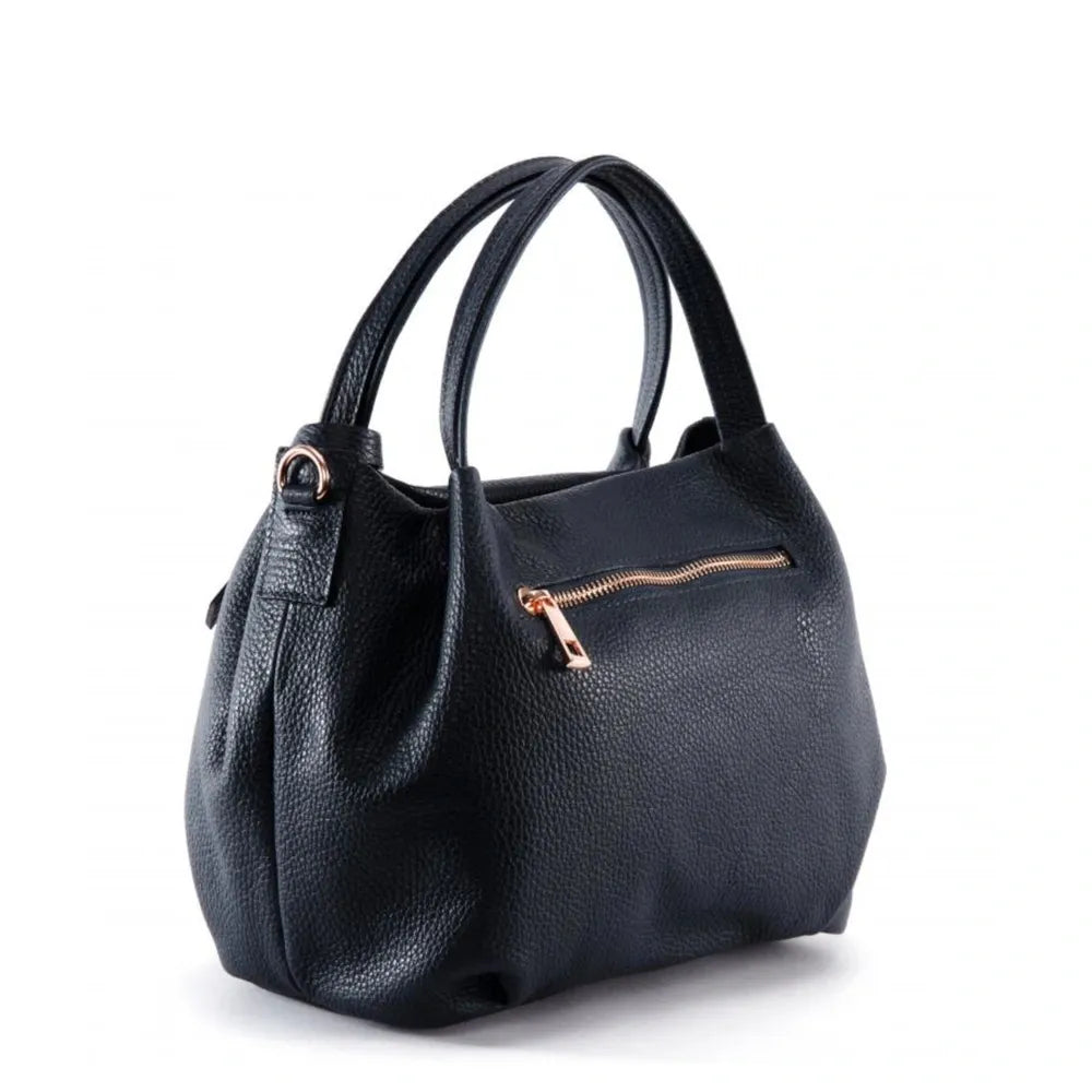 Sac à main en cuir grainé BUBBLE Bleu marine