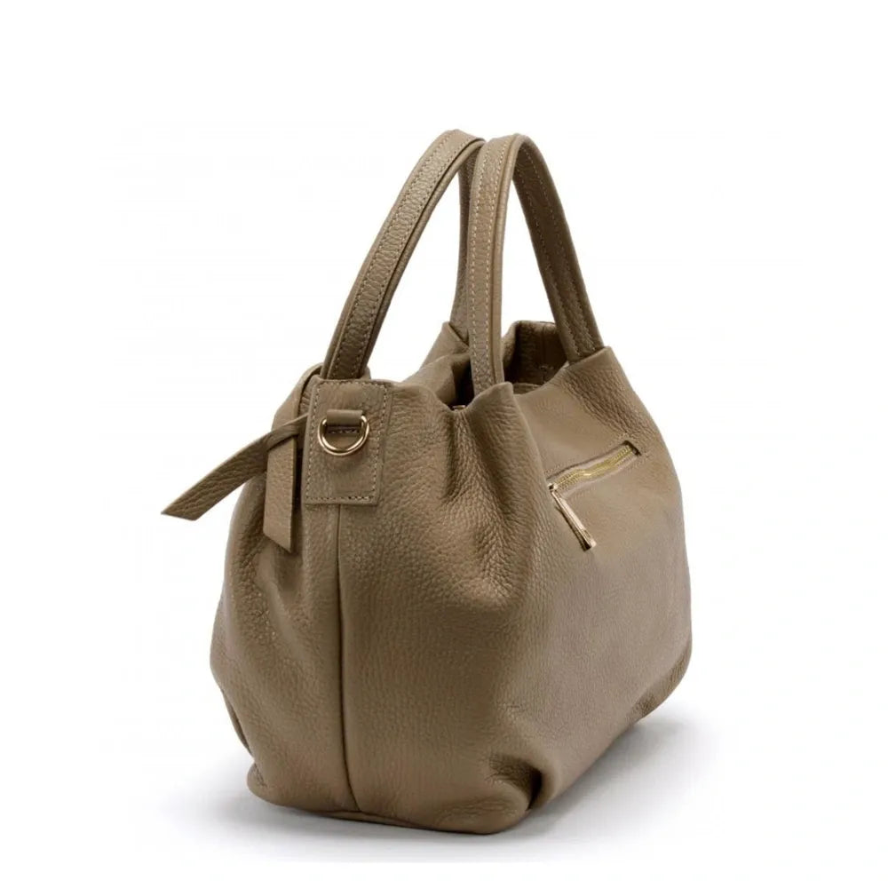 Sac à main en cuir grainé BUBBLE Taupe foncé