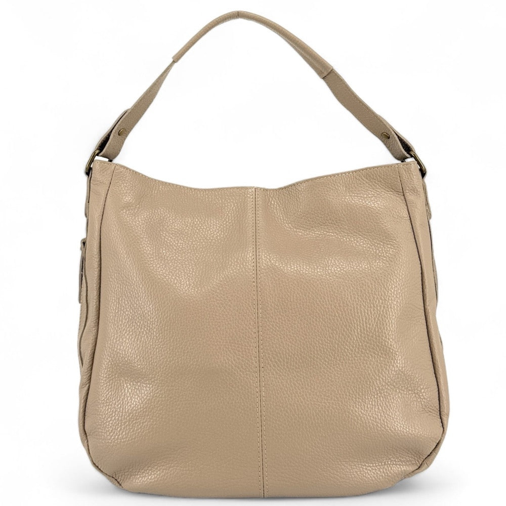 Sac à main en cuir grainé CANNES Taupe clair