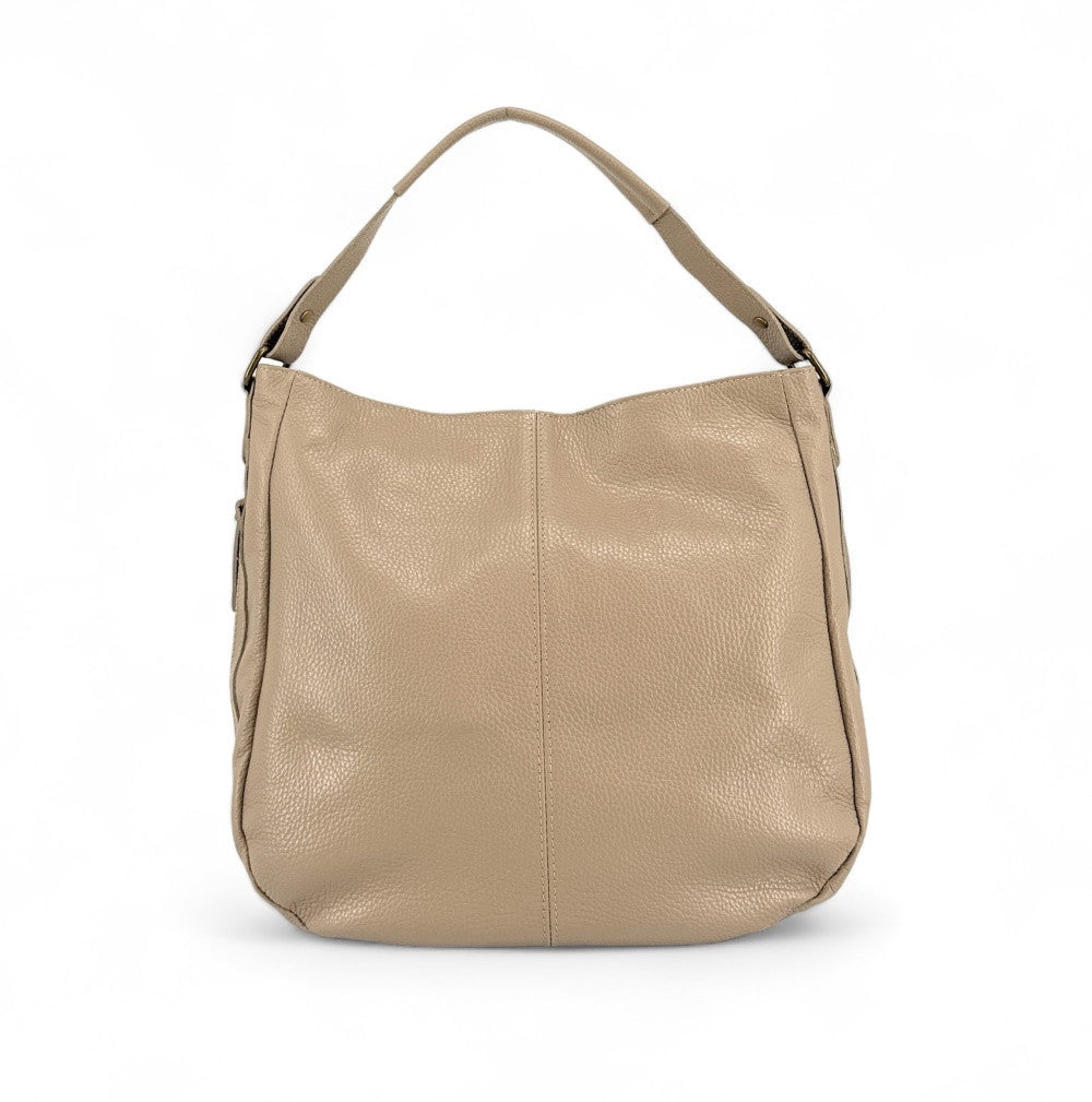 Sac à main en cuir grainé CANNES Taupe clair