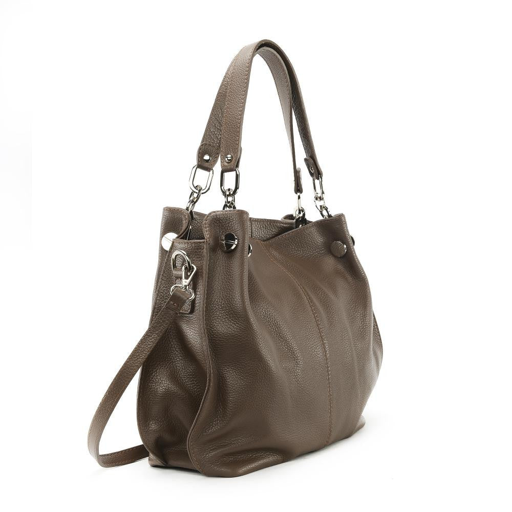 Sac à main en cuir grainé DENZEL Taupe foncé