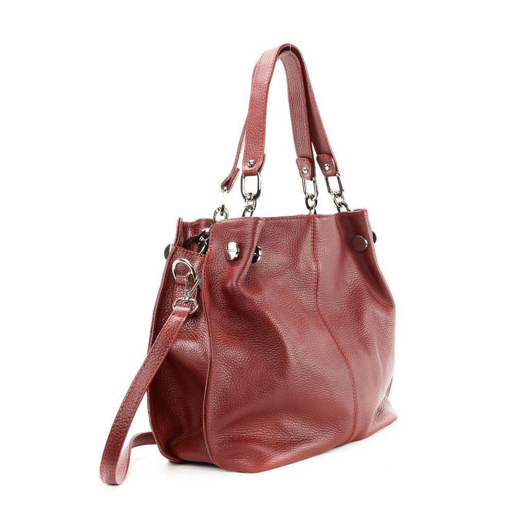 Sac à main en cuir grainé DENZEL Rouge bordeaux