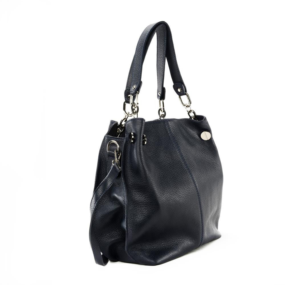 Sac à main en cuir grainé DENZEL Bleu marine