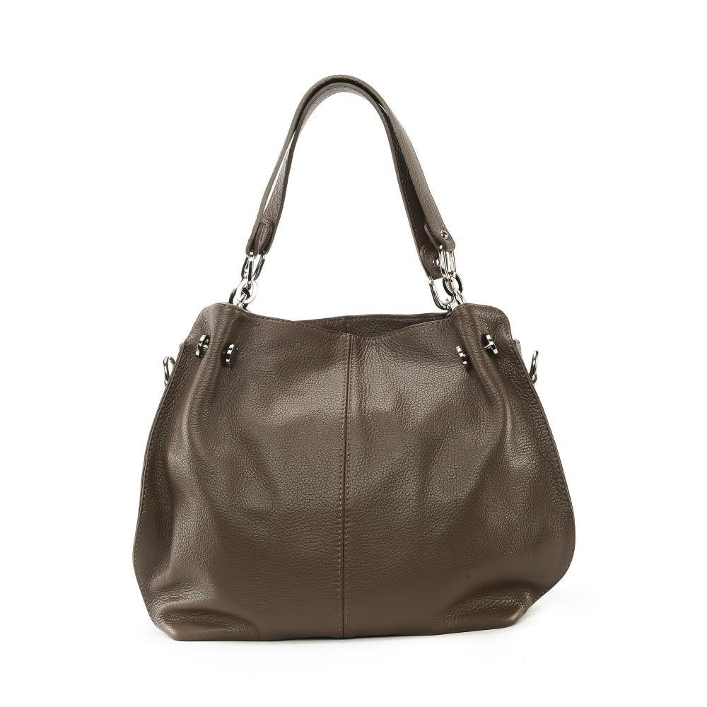 Sac à main en cuir grainé DENZEL Taupe foncé