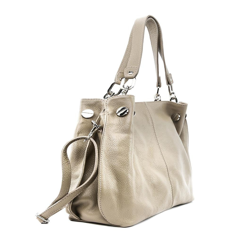Sac à main en cuir grainé DENZEL Taupe clair
