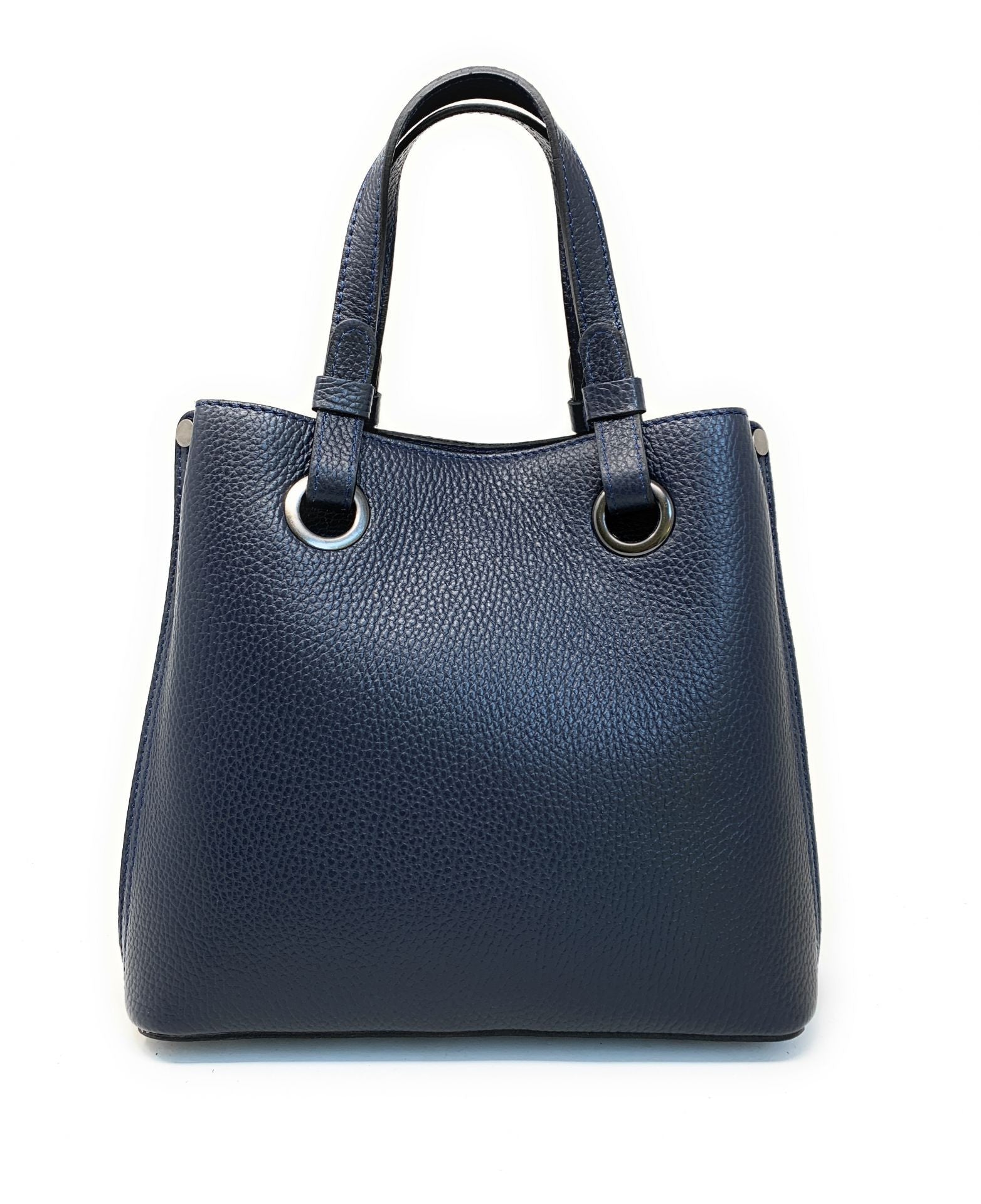 Sac à main en cuir grainé italien GENÈVE Bleu marine