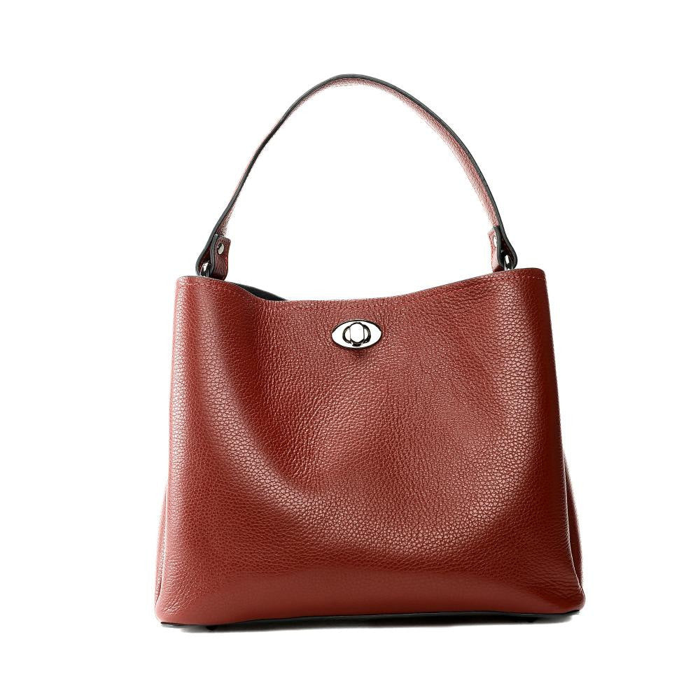 Sac à main en cuir grainé PRAGUE Rouge foncé