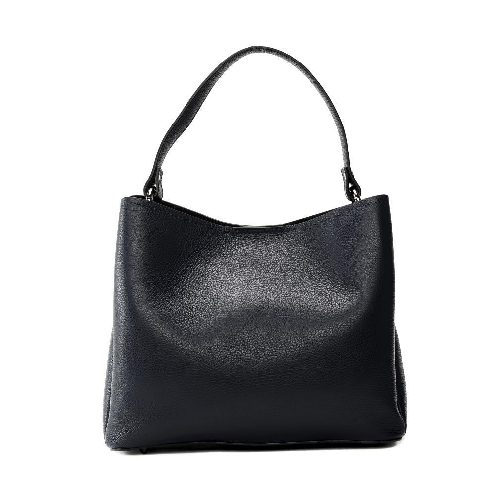 Sac à main en cuir grainé PRAGUE Bleu marine