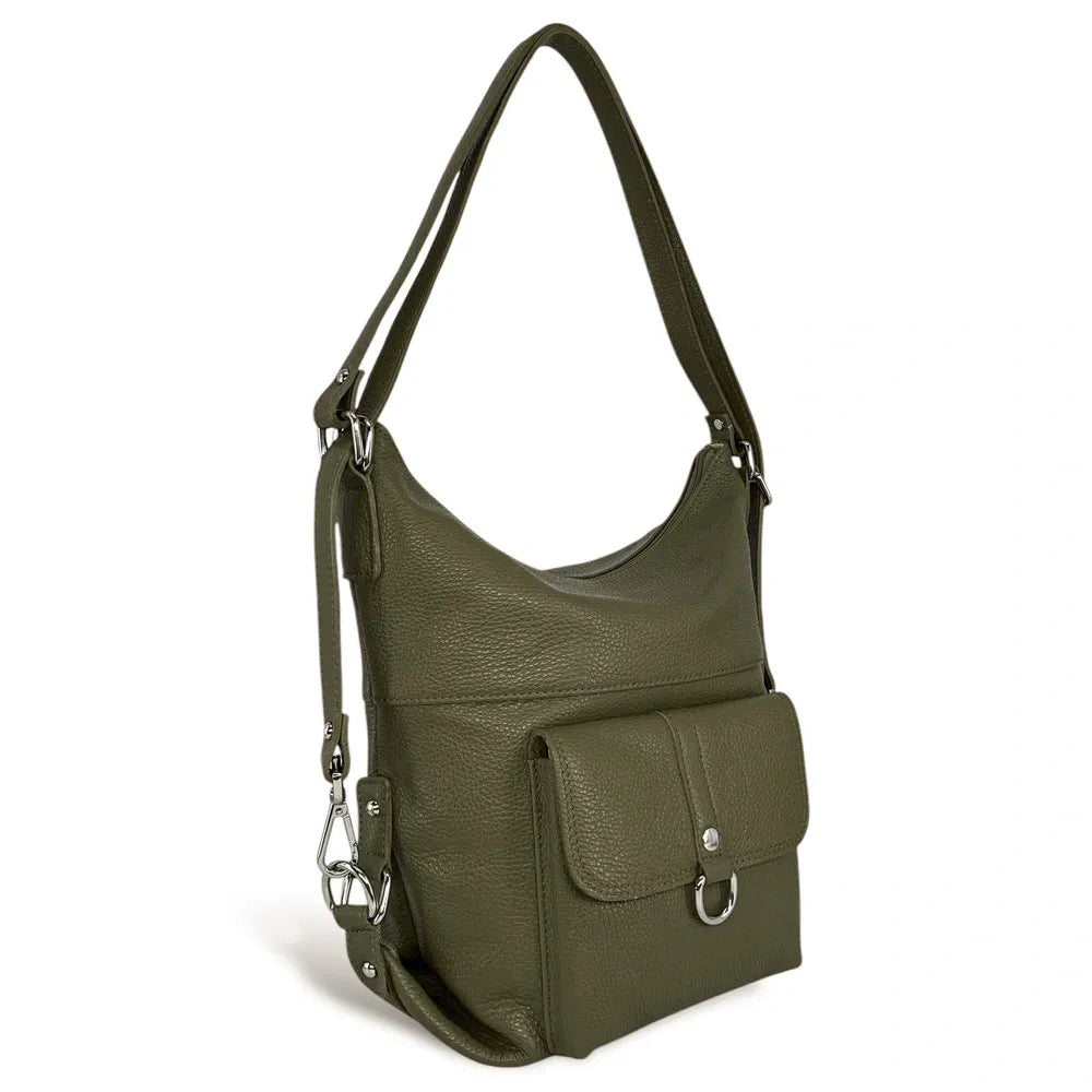 Sac multiposition en cuir grainé RIMINI Kaki