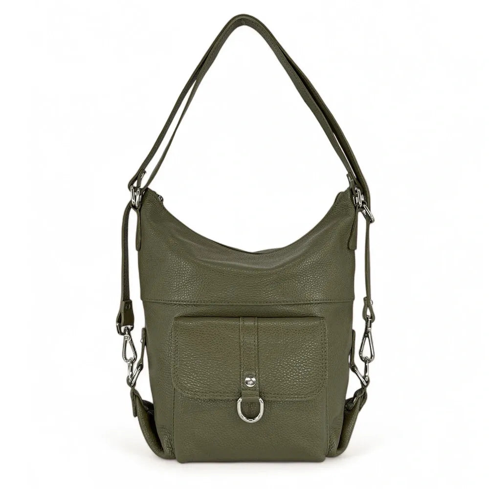 Sac multiposition en cuir grainé RIMINI Kaki