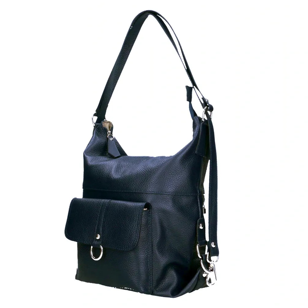 Sac multiposition en cuir grainé RIMINI Bleu marine