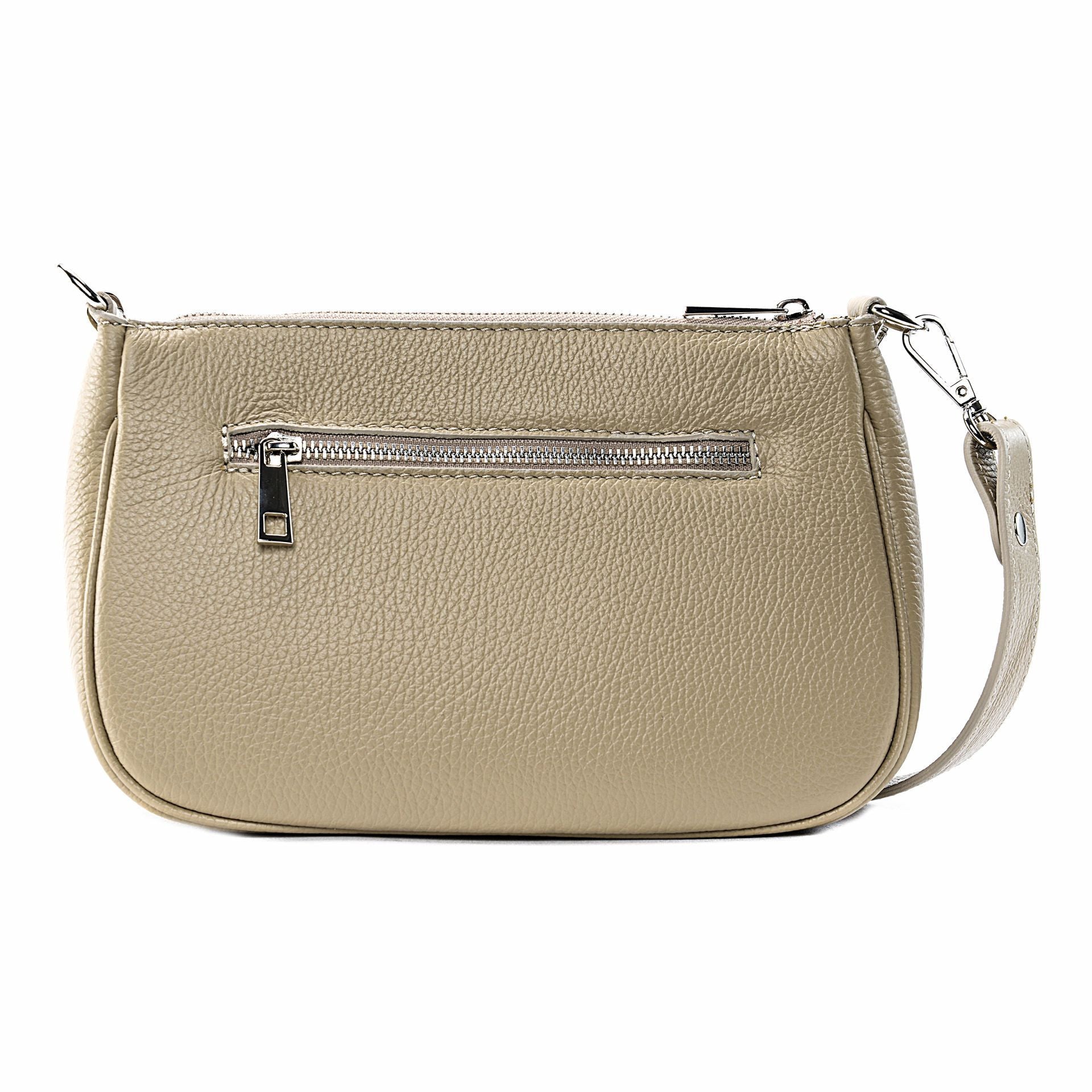 Sac french stick en cuir grainé VICTORIA Taupe clair