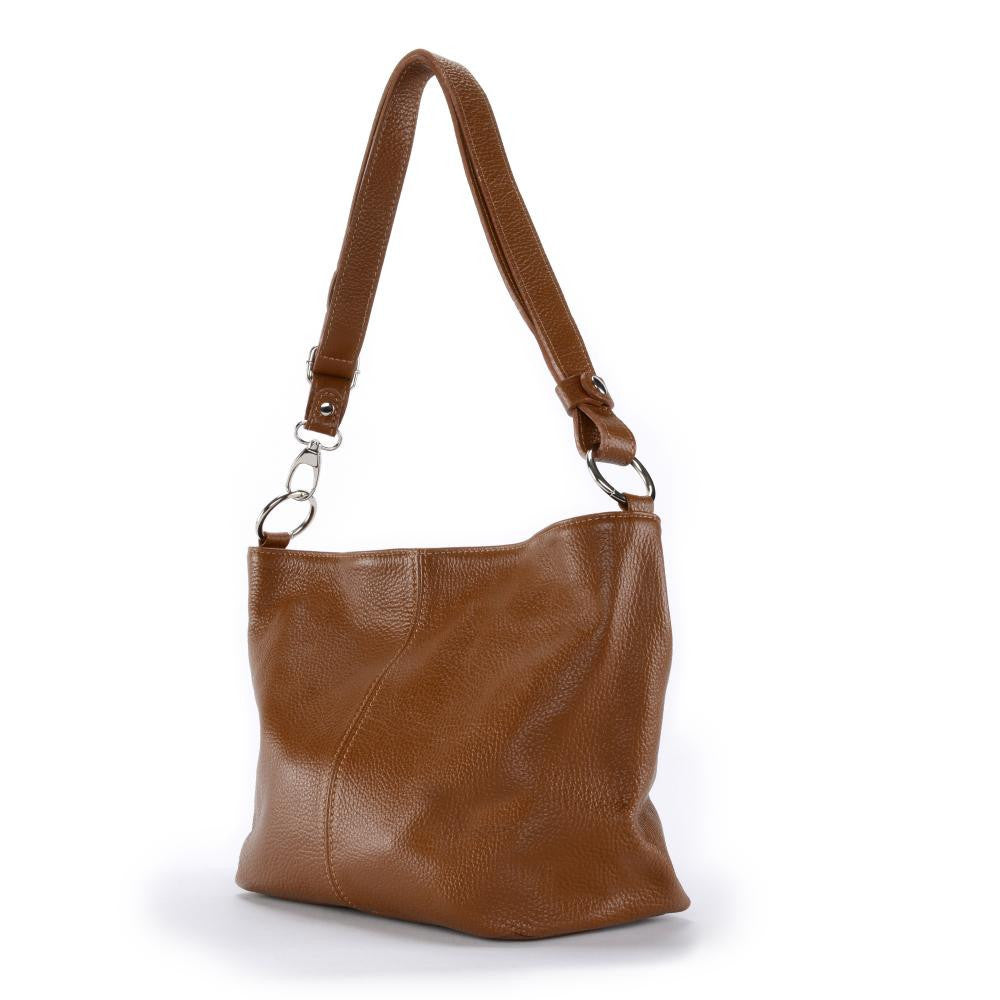 Sac à main en cuir grainé KUTA Camel foncé