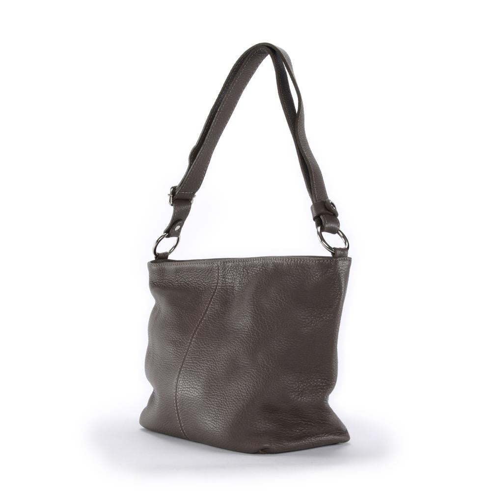 Sac à main en cuir grainé KUTA Taupe foncé