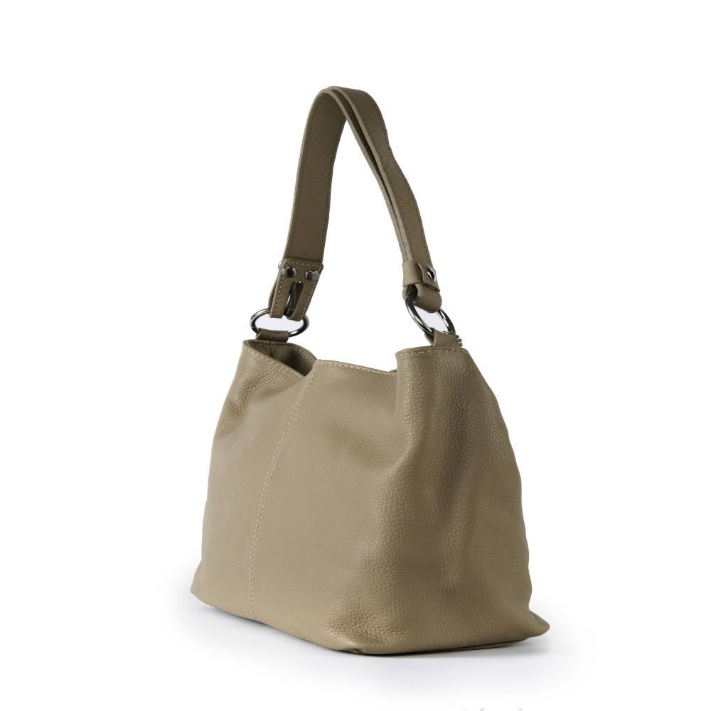 Sac à main en cuir grainé KUTA Taupe clair