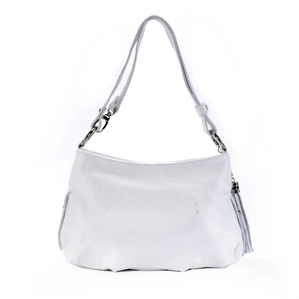 Sac à main en cuir grainé LOBE Blanc