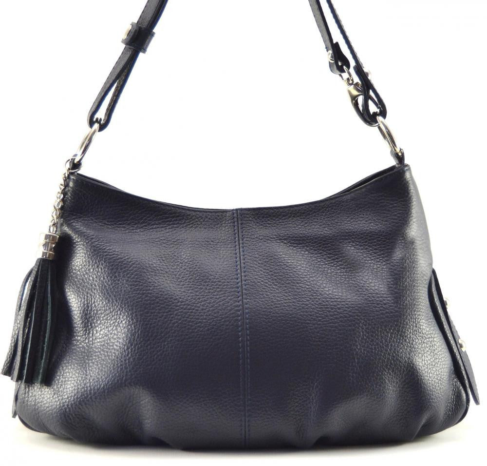 Sac à main en cuir grainé LOBE Bleu marine