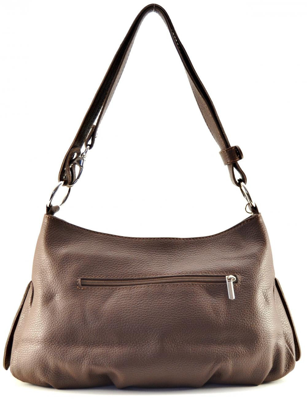 Sac à main en cuir grainé LOBE Taupe foncé