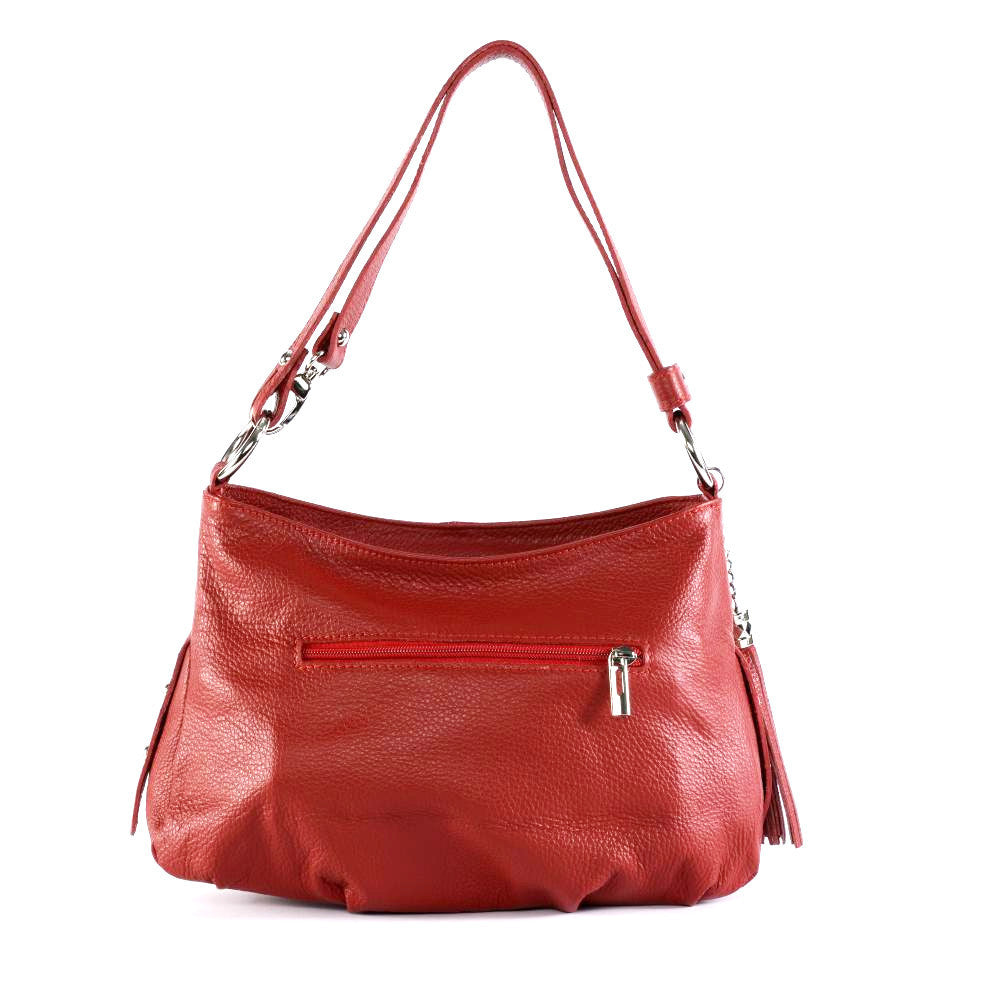 Sac à main en cuir grainé LOBE Rouge garance