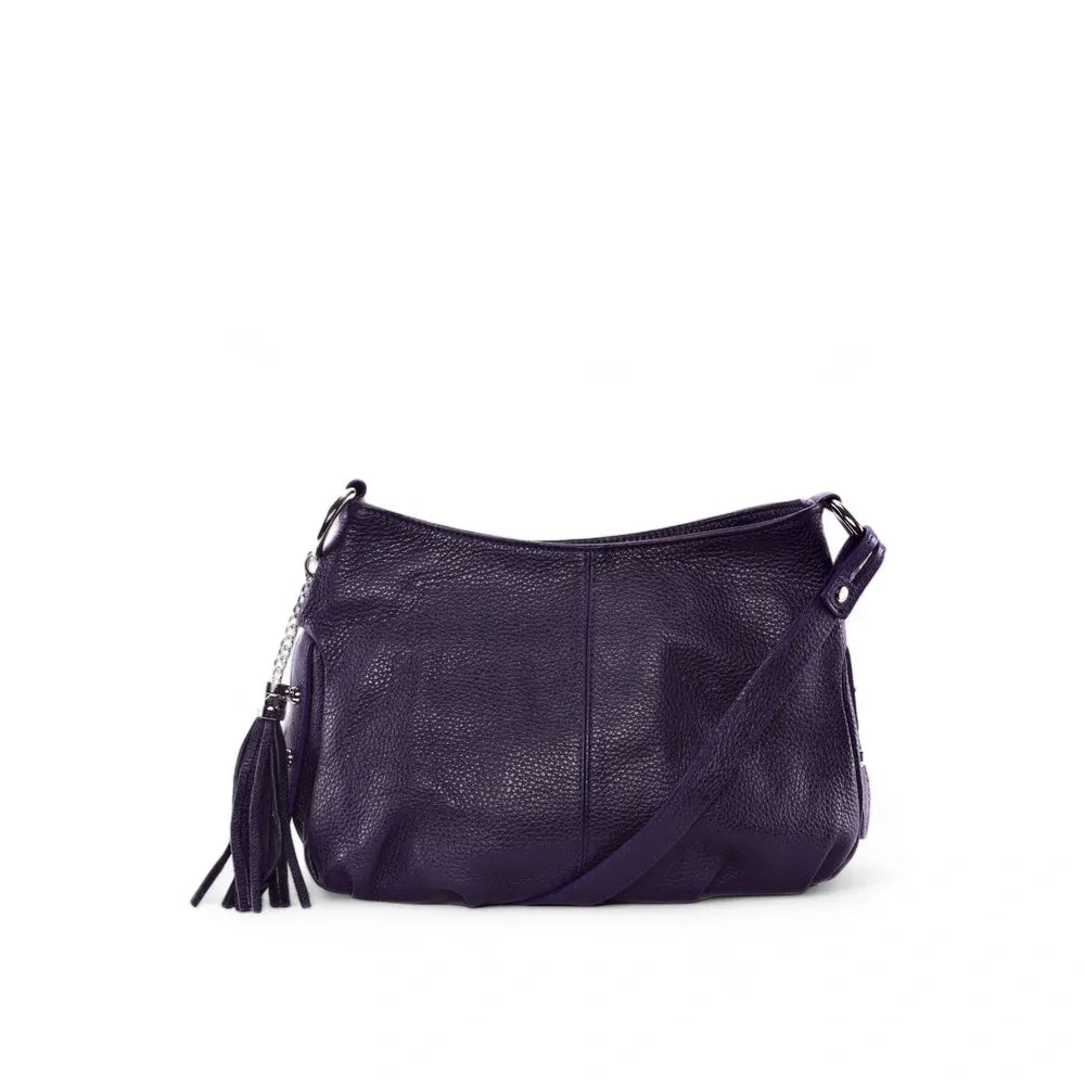 Sac à main en cuir grainé LOBE Violet