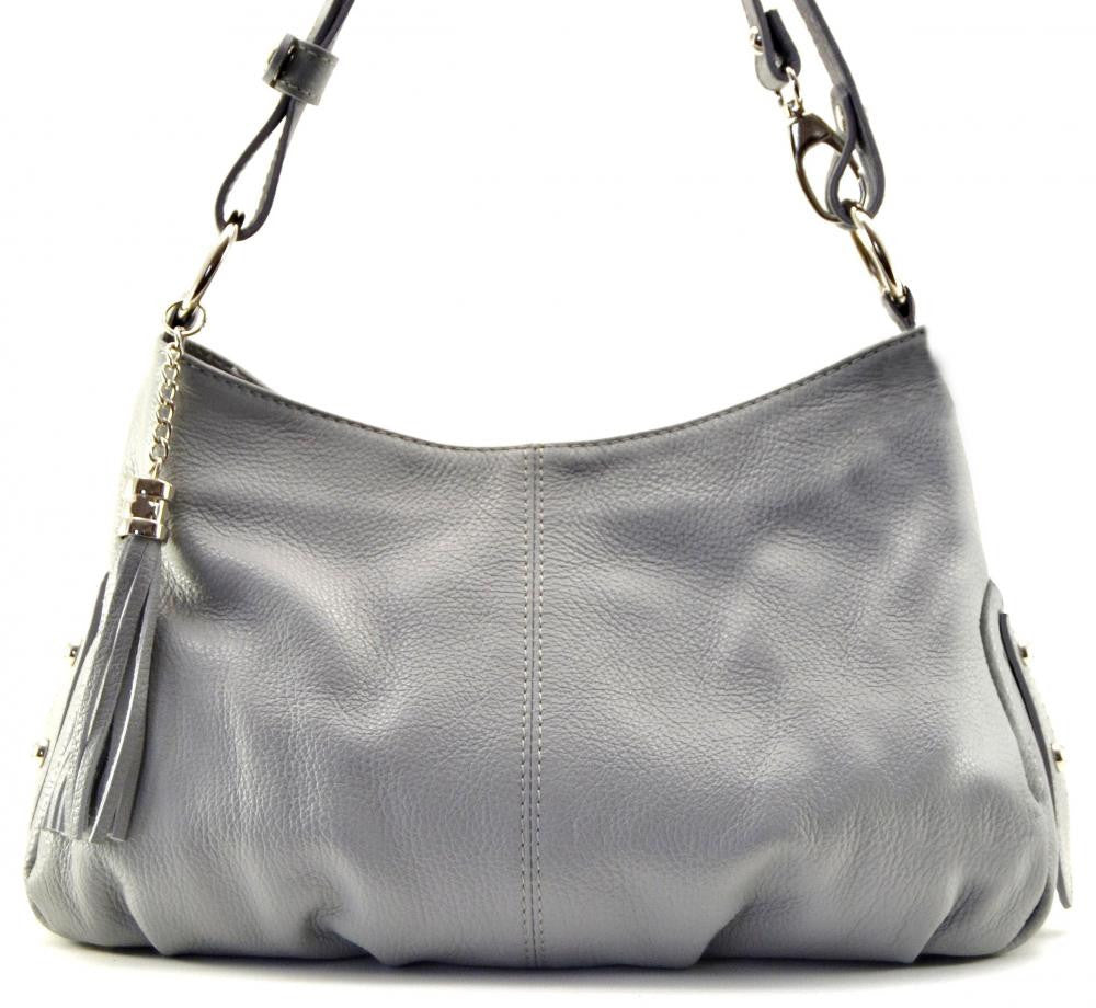 Sac à main en cuir grainé LOBE Gris clair