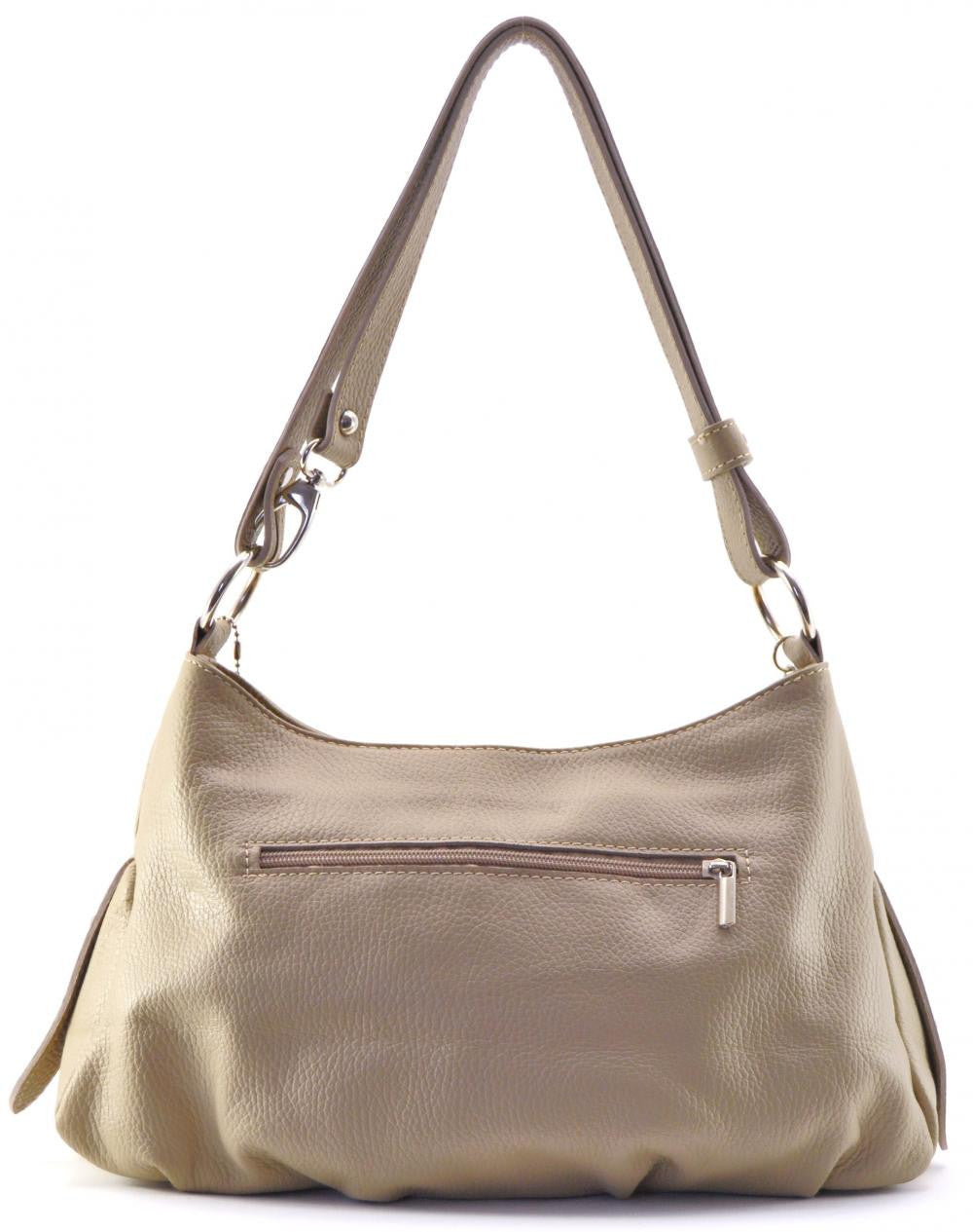 Sac à main en cuir grainé LOBE Taupe clair