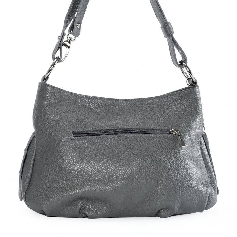 Sac à main en cuir grainé LOBE Gris foncé