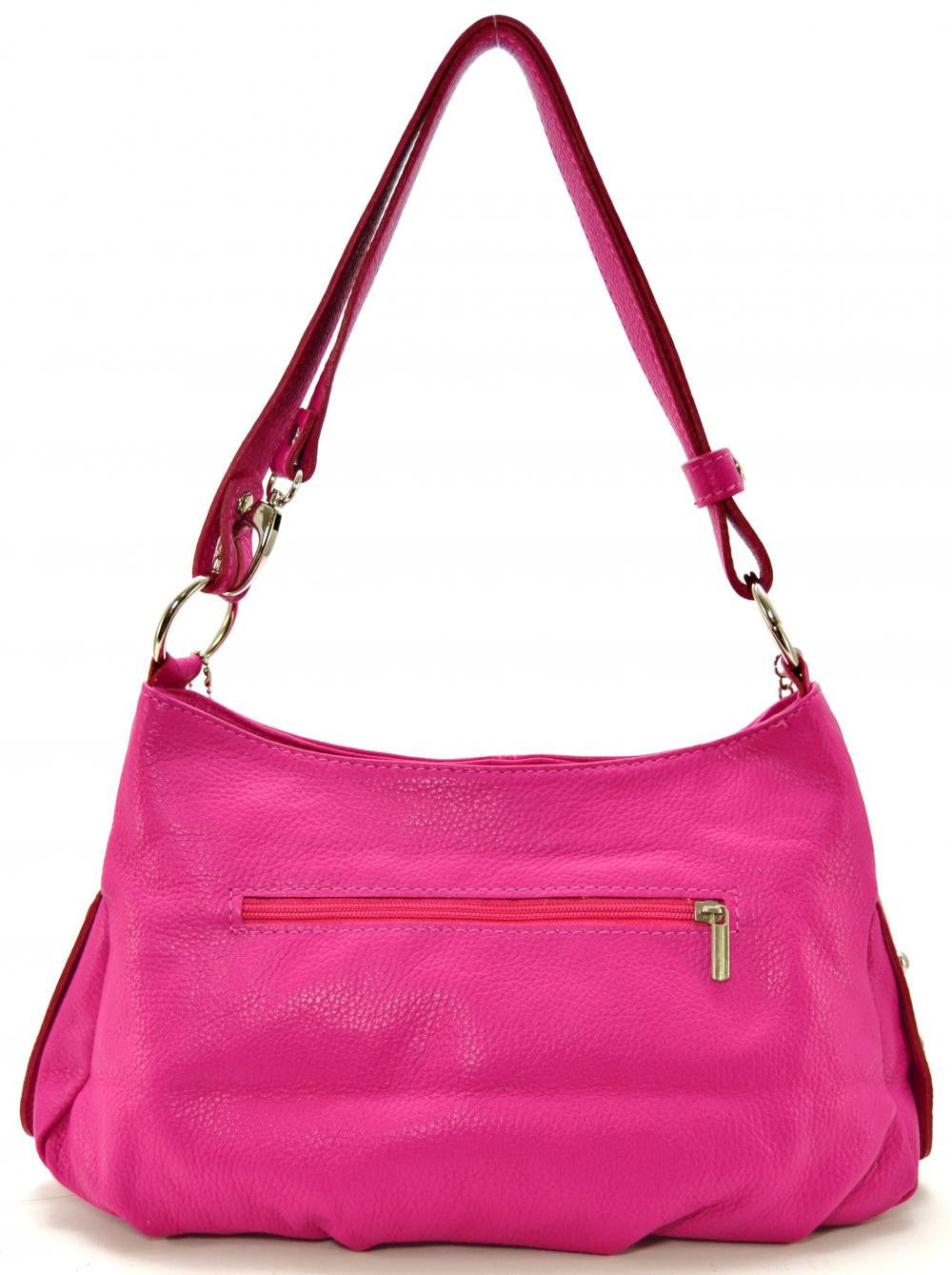 Sac à main en cuir grainé LOBE Rose fuchsia