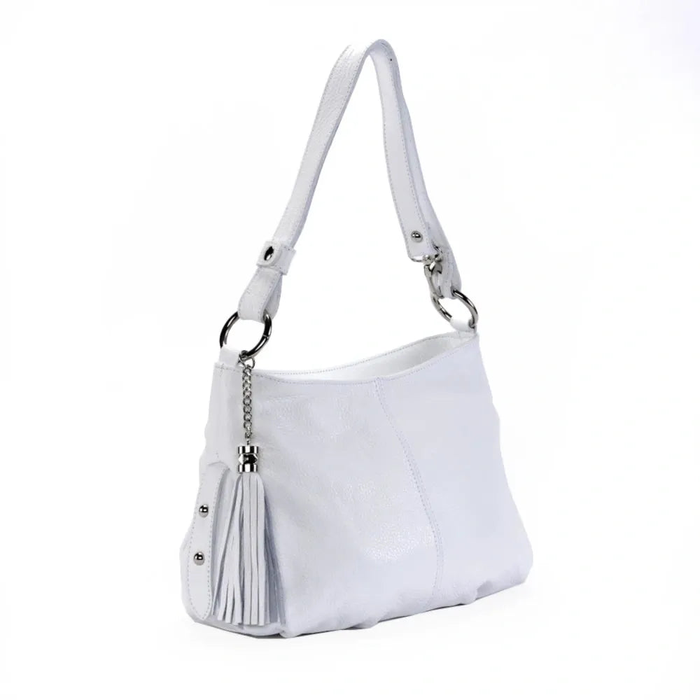 Sac à main en cuir grainé LOBE Blanc