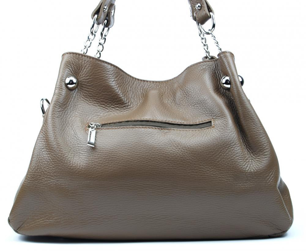Sac à main en cuir grainé MADISON Taupe foncé