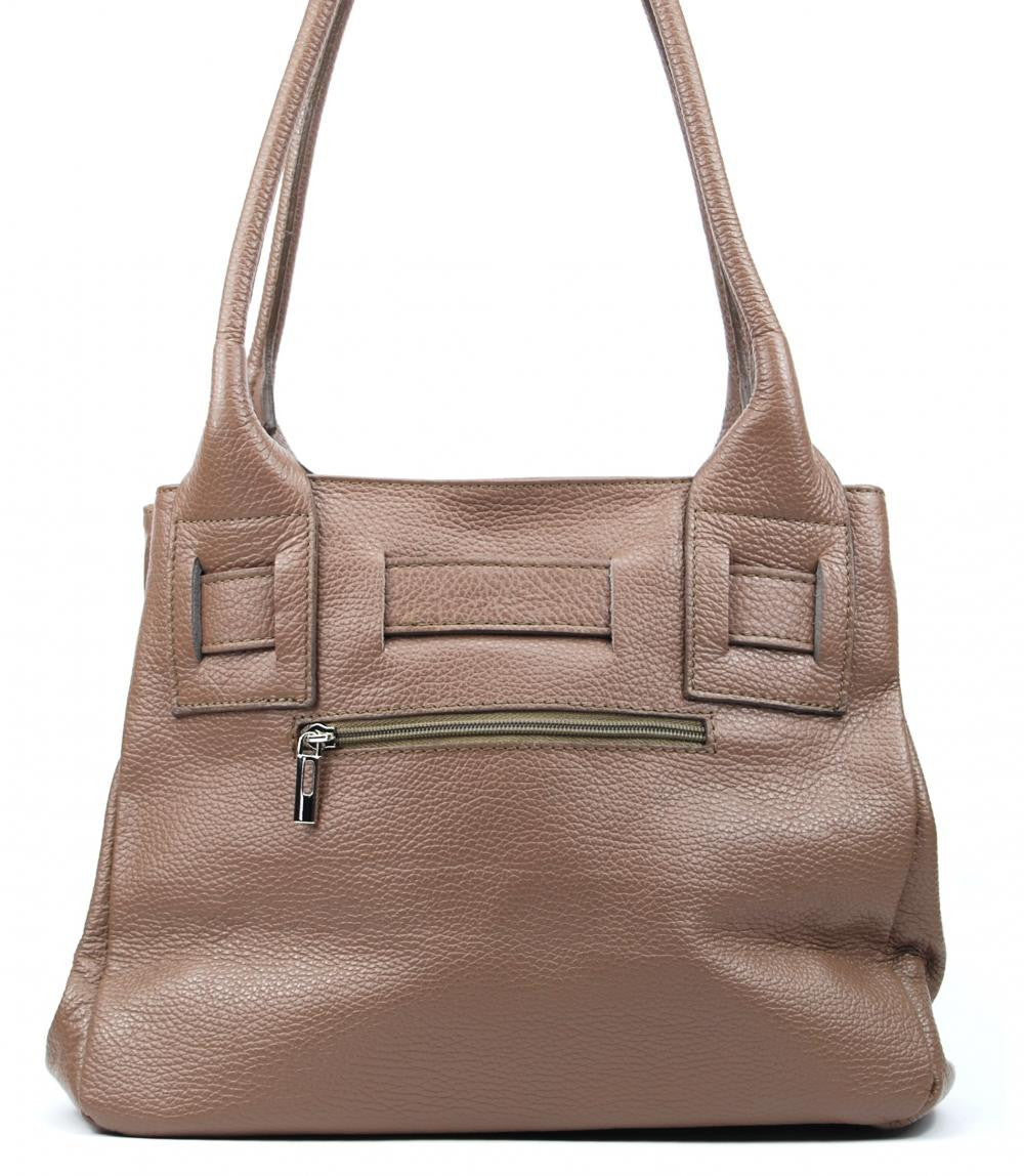 Sac à main en cuir grainé NOODY Taupe foncé