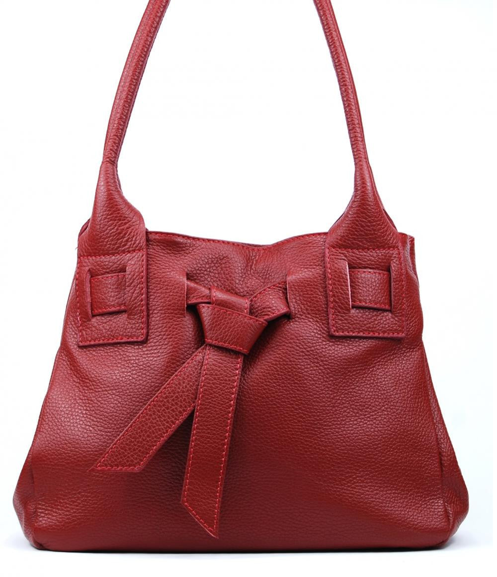 Sac à main en cuir grainé NOODY Rouge foncé