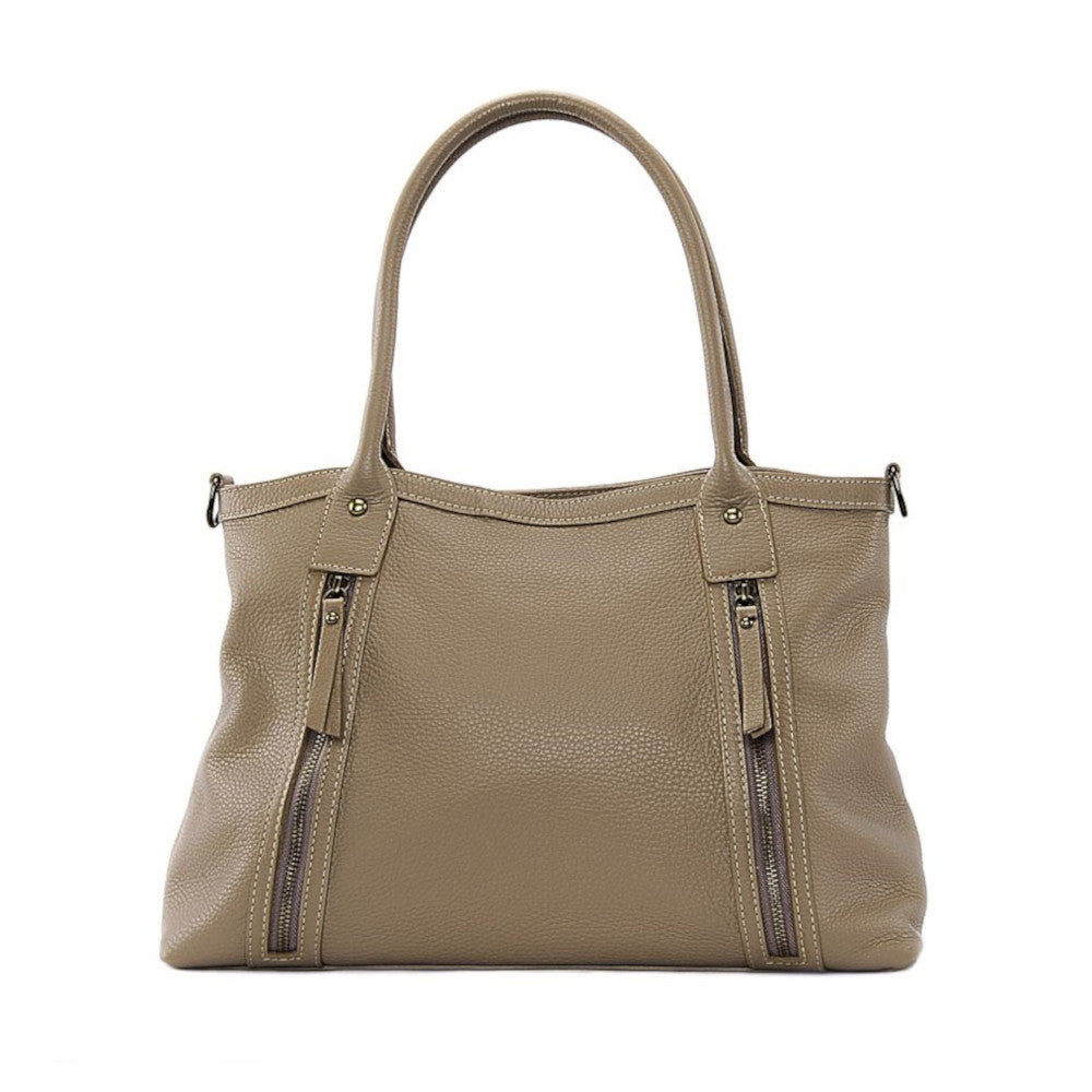 Sac à main en cuir grainé RANGOON Taupe clair