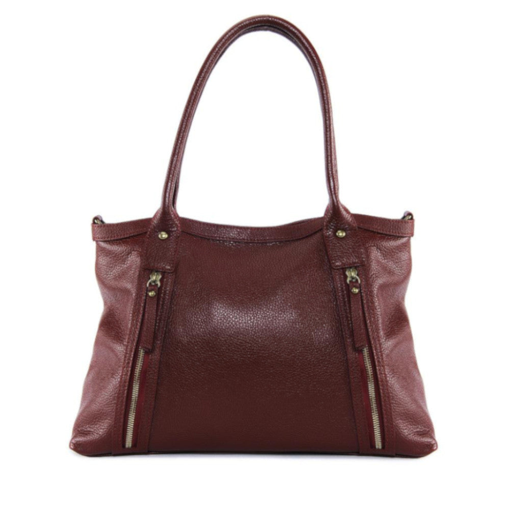 Sac à main en cuir grainé RANGOON Rouge foncé
