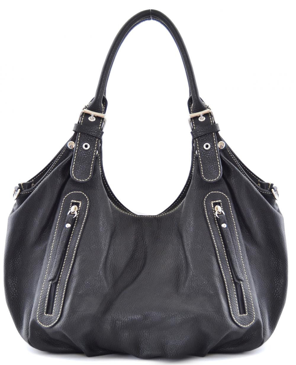 Sac à main en cuir grainé SAINT TROP Bleu marine